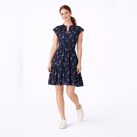 Rebecca Taylor Dresses & Skirts - Rebecca Taylor Francine Dress Navy Blue Silk Floral Romantic Summer Whimsical 2